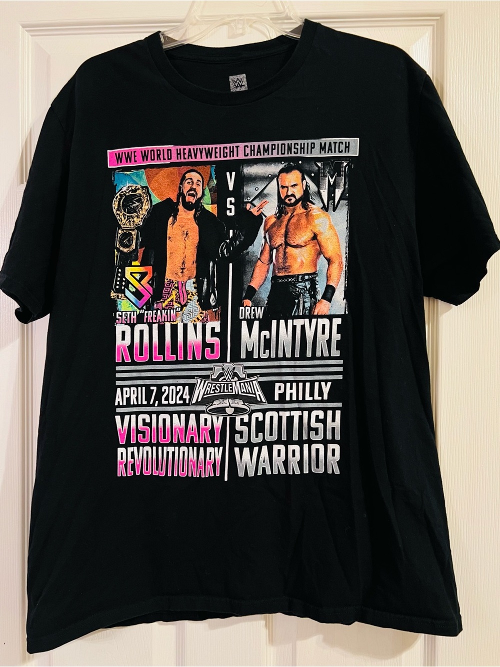 WWE Black Seth Rollins vs Drew McIntyre WrestleMania 2024 Graphic Tee